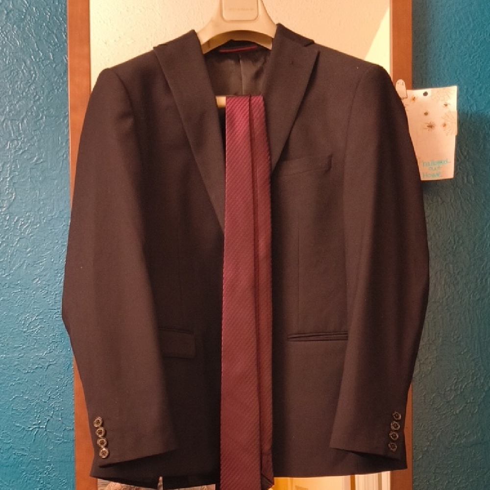 Peter England Dark Suit with Purple Tie